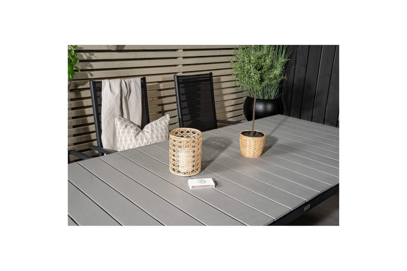 Levels Forlengbar Spisegruppe 160cm + 6 Break Stoler Svart/G - Venture Home - Hagemøbler - Hagegruppe - Spisegrupper hage