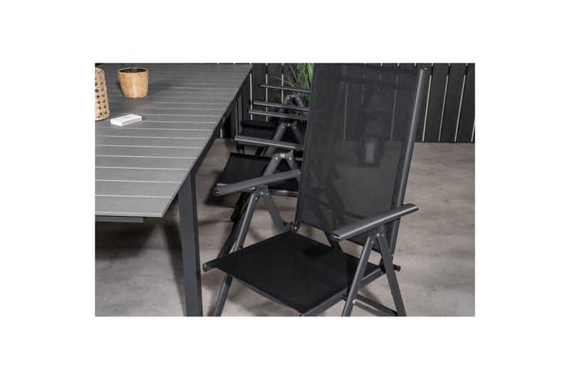Levels Forlengbar Spisegruppe 160cm + 6 Break Stoler Svart/G - Venture Home - Hagemøbler - Hagegruppe - Spisegrupper hage