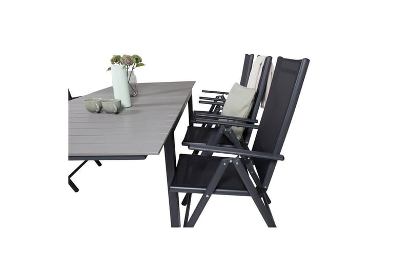Levels Forlengbar Spisegruppe 160cm + 6 Break Stoler Svart/G - Venture Home - Hagemøbler - Hagegruppe - Spisegrupper hage