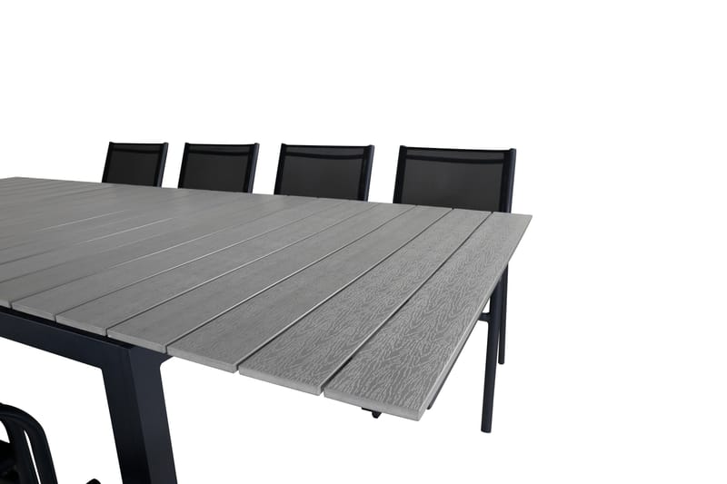 Levels Forlengbar Spisegruppe 160cm + 8 Santorini Stoler - Grå/Svart - Hagemøbler - Hagegruppe - Spisegrupper hage