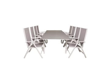 Levels Forlengbar Spisegruppe 160cm+8 Break Spisestoler Hvit - Venture Home - Hagemøbler - Hagegruppe - Spisegrupper hage