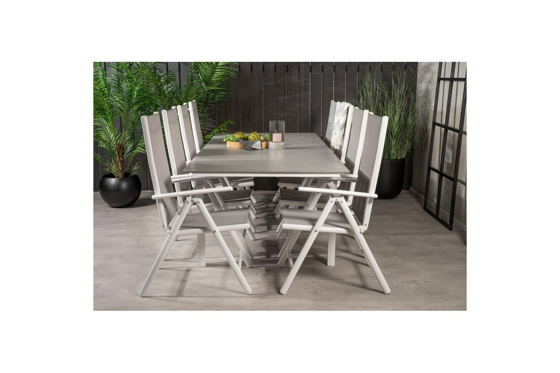 Levels Forlengbar Spisegruppe 160cm+8 Break Spisestoler Hvit - Venture Home - Hagemøbler - Hagegruppe - Spisegrupper hage