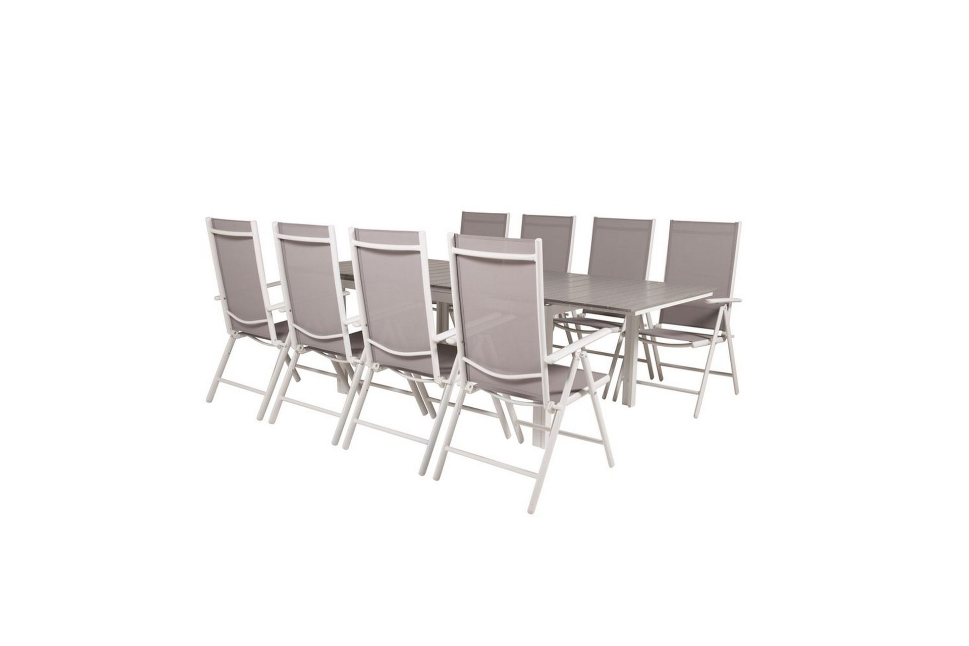 Levels Forlengbar Spisegruppe 160cm+8 Break Spisestoler Hvit - Venture Home - Hagemøbler - Hagegruppe - Spisegrupper hage