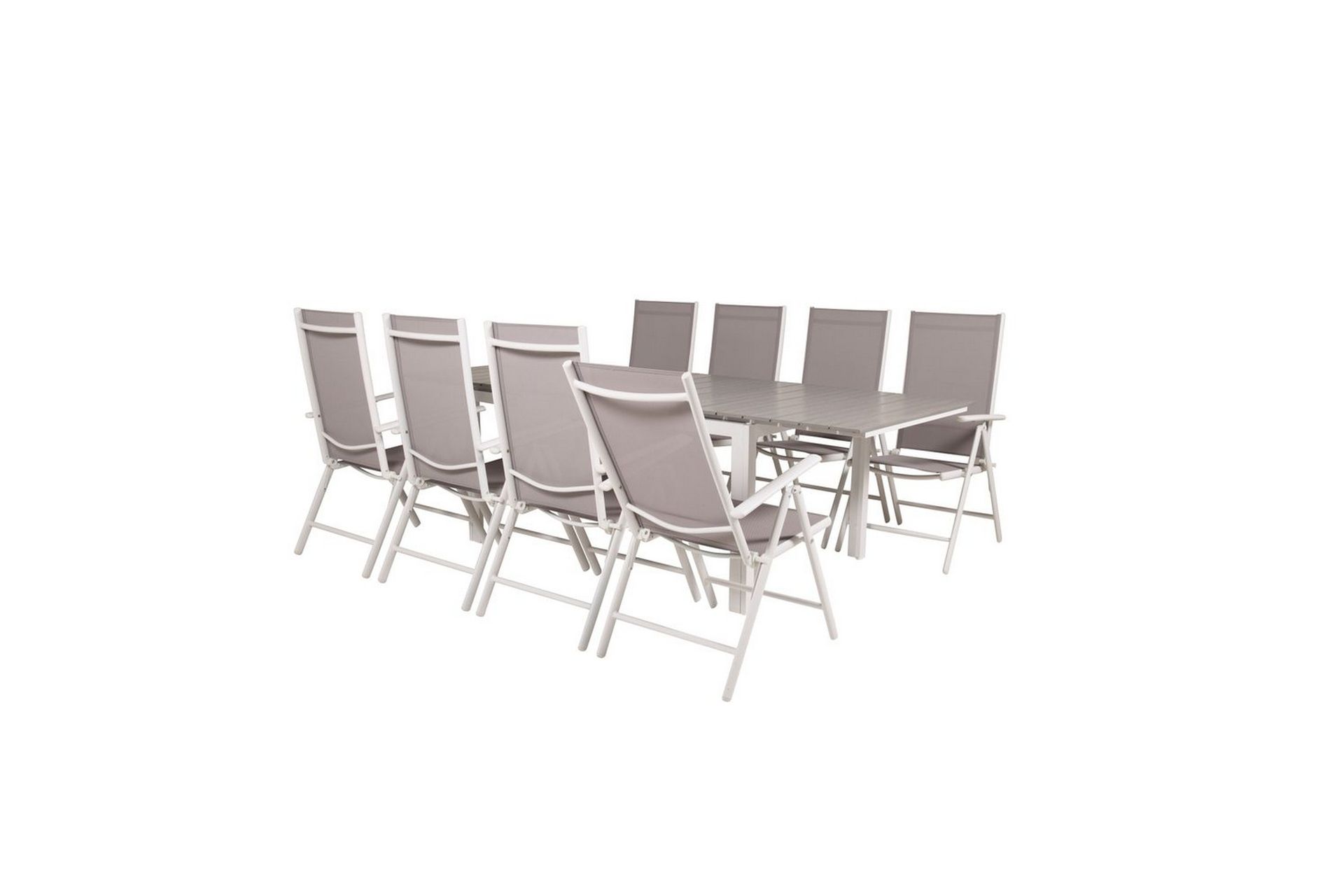 Levels Forlengbar Spisegruppe 160cm+8 Break Spisestoler Hvit - Venture Home - Hagemøbler - Hagegruppe - Spisegrupper hage