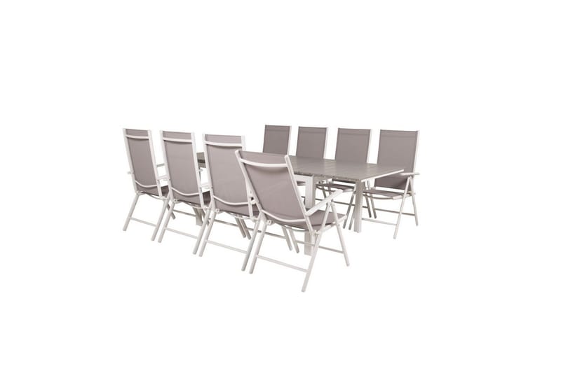 Levels Forlengbar Spisegruppe 160cm+8 Break Spisestoler Hvit - Venture Home - Hagemøbler - Hagegruppe - Spisegrupper hage