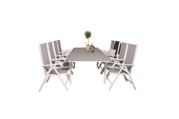 Levels Forlengbar Spisegruppe 160cm+8 Break Spisestoler Hvit - Venture Home - Hagemøbler - Hagegruppe - Spisegrupper hage