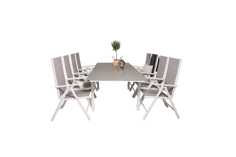 Levels Forlengbar Spisegruppe 160cm+8 Break Spisestoler Hvit - Venture Home - Hagemøbler - Hagegruppe - Spisegrupper hage