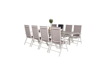 Levels Forlengbar Spisegruppe 160cm+8 Break Spisestoler Hvit - Venture Home - Hagemøbler - Hagegruppe - Spisegrupper hage