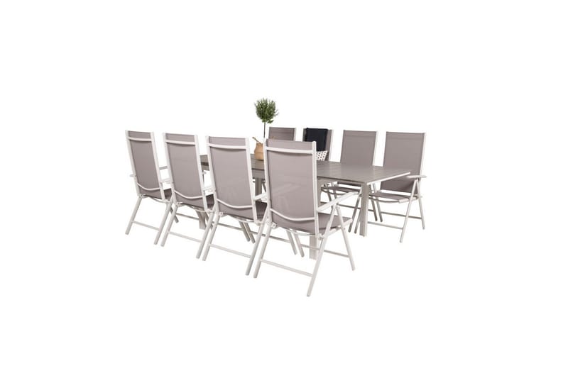 Levels Forlengbar Spisegruppe 160cm+8 Break Spisestoler Hvit - Venture Home - Hagemøbler - Hagegruppe - Spisegrupper hage