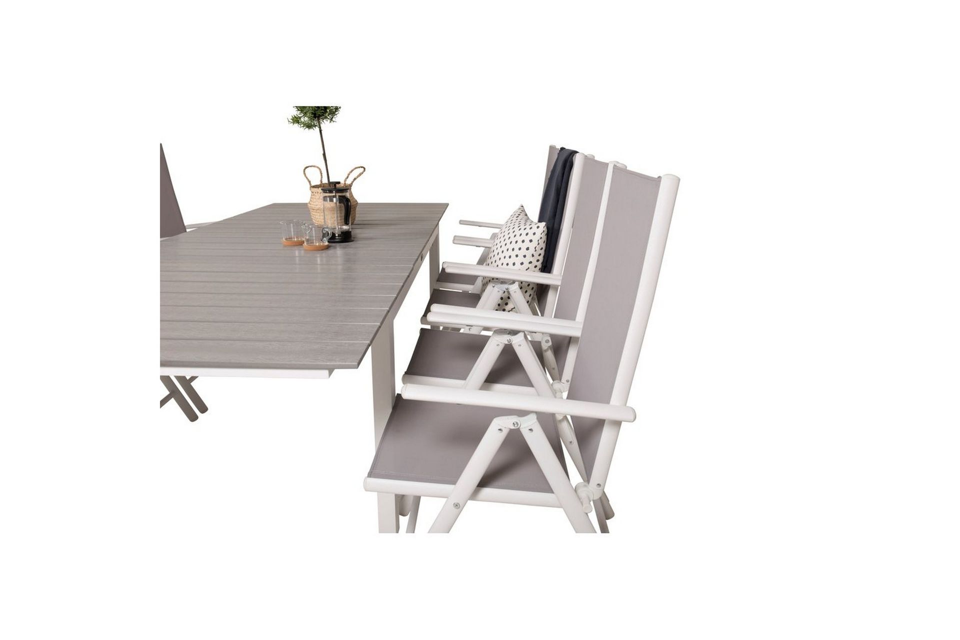 Levels Forlengbar Spisegruppe 160cm+8 Break Spisestoler Hvit - Venture Home - Hagemøbler - Hagegruppe - Spisegrupper hage