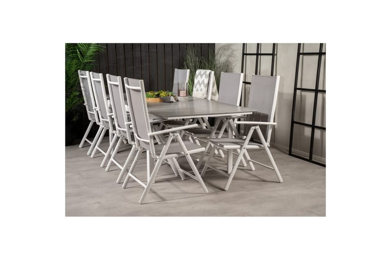 Levels Forlengbar Spisegruppe 160cm+8 Break Spisestoler Hvit - Venture Home - Hagemøbler - Hagegruppe - Spisegrupper hage