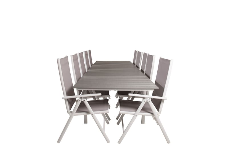 Levels Forlengbar Spisegruppe 224cm + 10 Break Stoler Grå/Hv - Venture Home - Hagemøbler - Hagegruppe - Spisegrupper hage