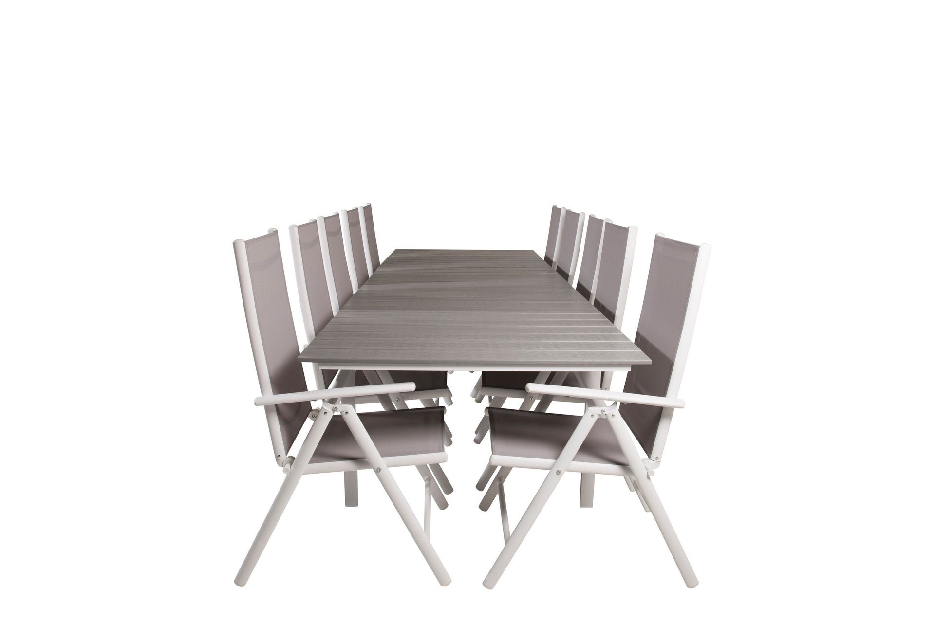 Levels Forlengbar Spisegruppe 224cm + 10 Break Stoler - Grå/Hvit