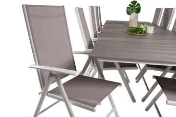 Levels Forlengbar Spisegruppe 224cm + 10 Break Stoler - Grå/Hvit - Hagemøbler - Hagegruppe - Spisegrupper hage