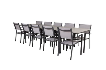 Levels Matgruppe 225-325 cm Rektangulær med 10 Copacabana Stoler - Grå - Hagemøbler - Hagegruppe - Spisegrupper hage