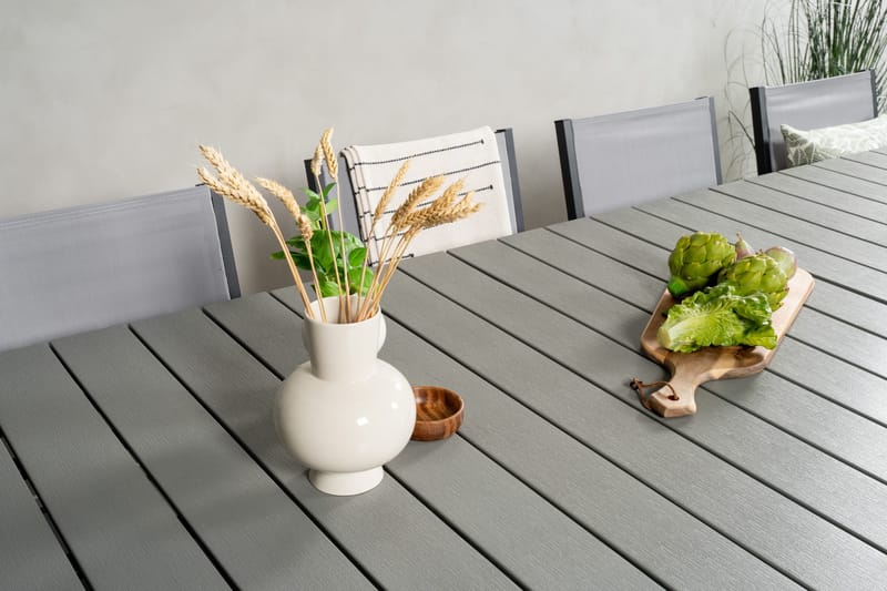 Levels Matgruppe 225-325 cm Rektangulær med 10 Copacabana Stoler - Grå - Hagemøbler - Hagegruppe - Spisegrupper hage