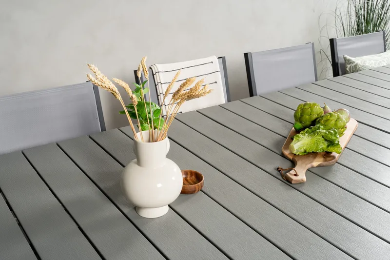 Levels Matgruppe 225-325 cm Rektangulær med 10 Copacabana Stoler - Grå - Hagemøbler - Hagegruppe - Spisegrupper hage