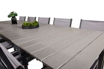 Levels Matgruppe 225-325 cm Rektangulær med 10 Copacabana Stoler - Grå - Hagemøbler - Hagegruppe - Spisegrupper hage