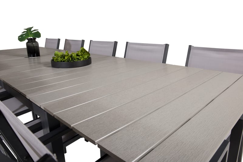 Levels Matgruppe 225-325 cm Rektangulær med 10 Copacabana Stoler - Grå - Hagemøbler - Hagegruppe - Spisegrupper hage