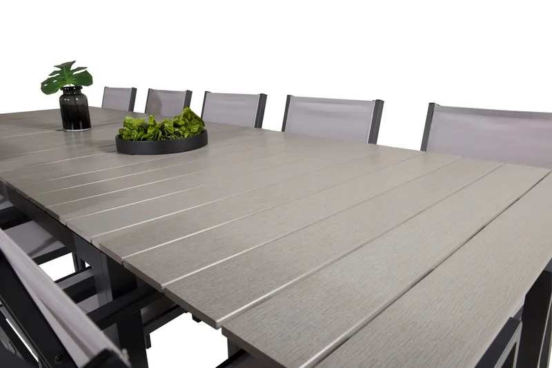 Levels Matgruppe 225-325 cm Rektangulær med 10 Copacabana Stoler - Grå - Hagemøbler - Hagegruppe - Spisegrupper hage