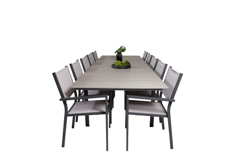 Levels Matgruppe 225-325 cm Rektangulær med 10 Copacabana Stoler - Grå - Hagemøbler - Hagegruppe - Spisegrupper hage