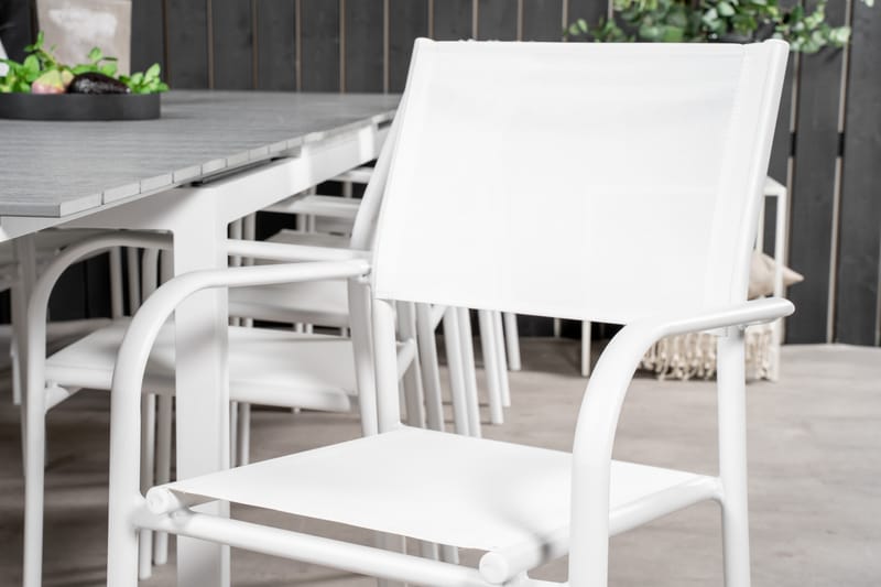 Levels Matgruppe 225-325 cm Rektangulær med 10 Santorini Stoler - Grå - Hagemøbler - Hagegruppe - Spisegrupper hage