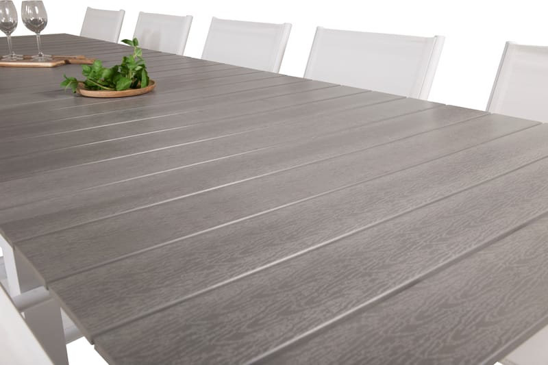 Levels Matgruppe 225-325 cm Rektangulær med 10 Santorini Stoler - Grå - Hagemøbler - Hagegruppe - Spisegrupper hage