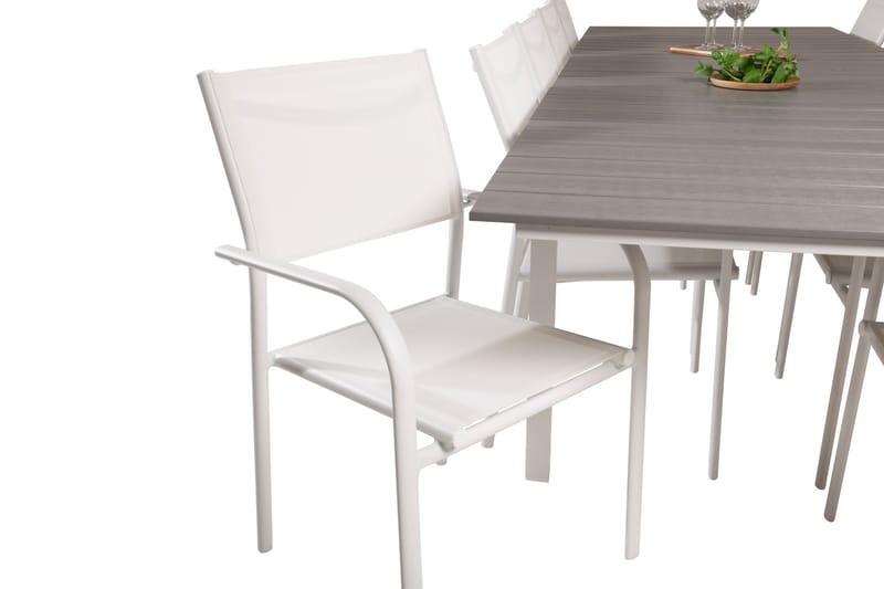 Levels Matgruppe 225-325 cm Rektangulær med 10 Santorini Stoler - Grå - Hagemøbler - Hagegruppe - Spisegrupper hage