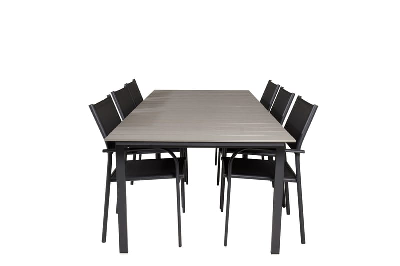 Levels Matgruppe 225-325 cm Rektangulær med 6 Santorini Stoler, Svart