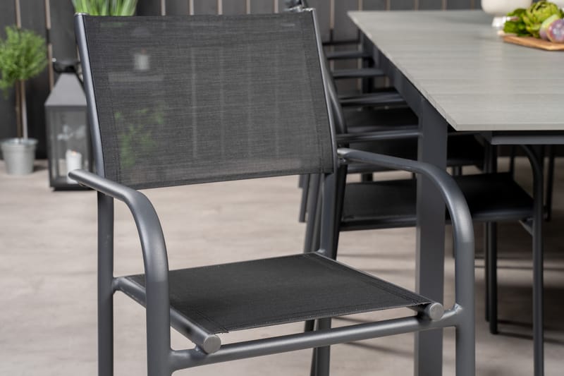 Levels Spisegruppe 225-325 cm Rektangulær med 10 Santorini Stoler - Svart - Hagemøbler - Hagegruppe - Spisegrupper hage