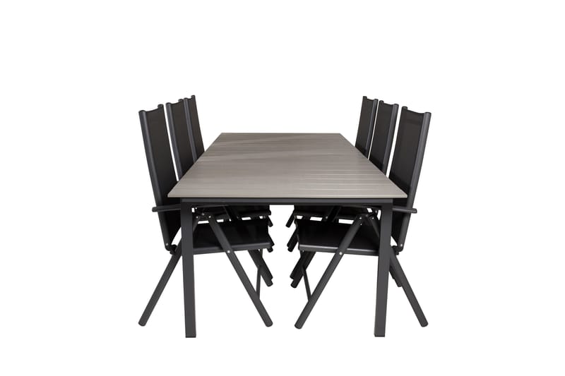 Levels Spisegruppe 230-310 cm Rektangulær med 6 Break Stoler - Svart - Hagemøbler - Hagegruppe - Spisegrupper hage