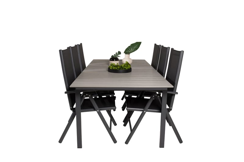 Levels Spisegruppe 230-310 cm Rektangulær med 6 Break Stoler - Svart - Hagemøbler - Hagegruppe - Spisegrupper hage