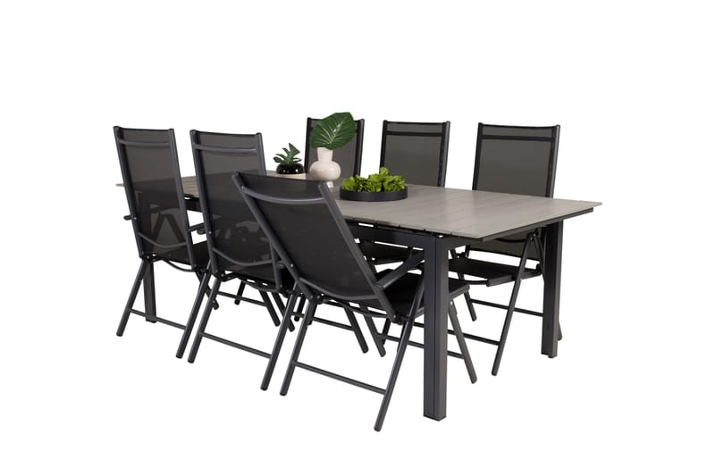 Levels Spisegruppe 230-310 cm Rektangulær med 6 Break Stoler - Svart - Hagemøbler - Hagegruppe - Spisegrupper hage