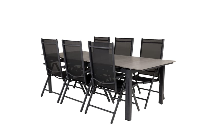 Levels Spisegruppe 230-310 cm Rektangulær med 6 Break Stoler - Svart - Hagemøbler - Hagegruppe - Spisegrupper hage