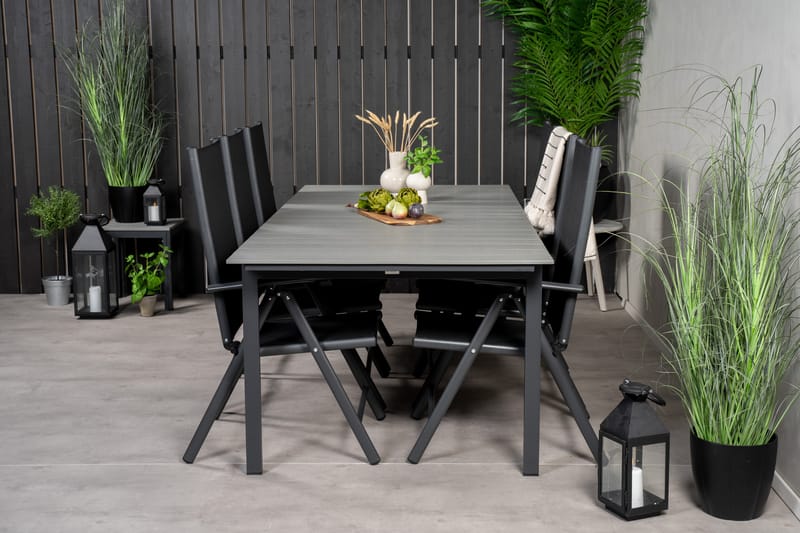 Levels Spisegruppe 230-310 cm Rektangulær med 6 Break Stoler - Svart - Hagemøbler - Hagegruppe - Spisegrupper hage