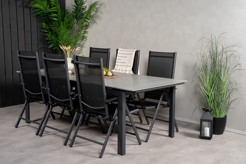 Levels Spisegruppe 230-310 cm Rektangulær med 6 Break Stoler - Svart - Hagemøbler - Hagegruppe - Spisegrupper hage