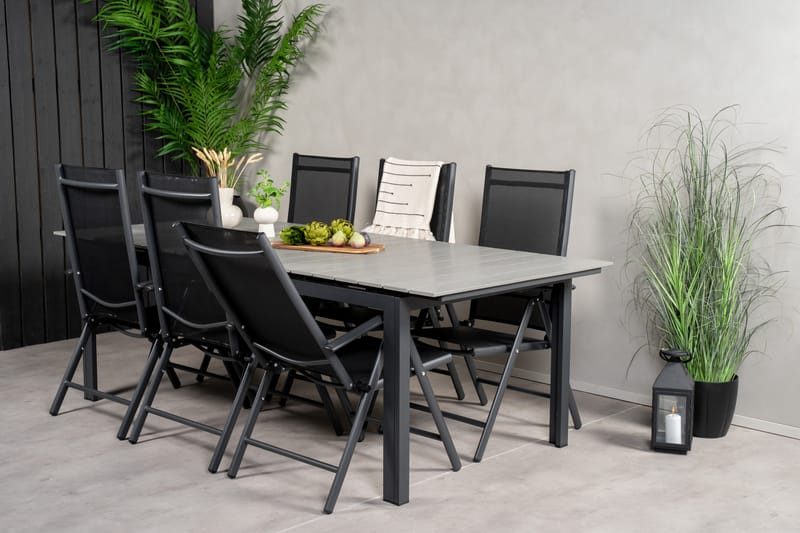 Levels Spisegruppe 230-310 cm Rektangulær med 6 Break Stoler - Svart - Hagemøbler - Hagegruppe - Spisegrupper hage