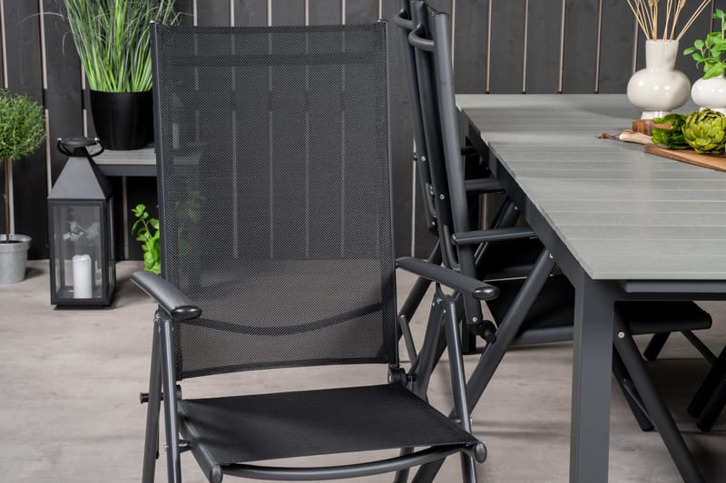 Levels Spisegruppe 230-310 cm Rektangulær med 6 Break Stoler - Svart - Hagemøbler - Hagegruppe - Spisegrupper hage