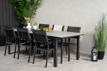 Levels Spisegruppe 230-310 cm Rektangulær med 6 Copacabana Stoler - Svart - Hagemøbler - Hagegruppe - Spisegrupper hage