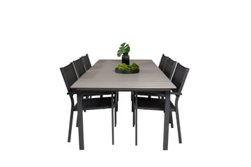 Levels Spisegruppe 230-310 cm Rektangulær med 6 Copacabana Stoler - Svart - Hagemøbler - Hagegruppe - Spisegrupper hage