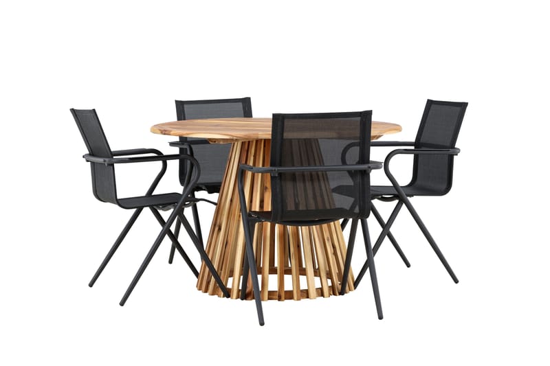 Lumpur Matgruppe 110 cm Rund med 4 Alina Stoler - Natur - Hagemøbler - Hagegruppe - Spisegrupper hage