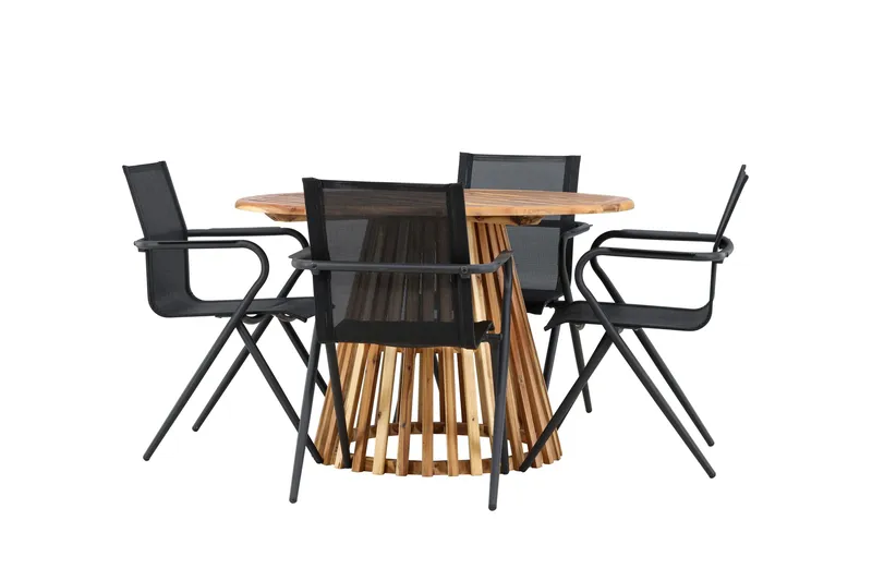 Lumpur Matgruppe 110 cm Rund med 4 Alina Stoler - Natur - Hagemøbler - Hagegruppe - Spisegrupper hage
