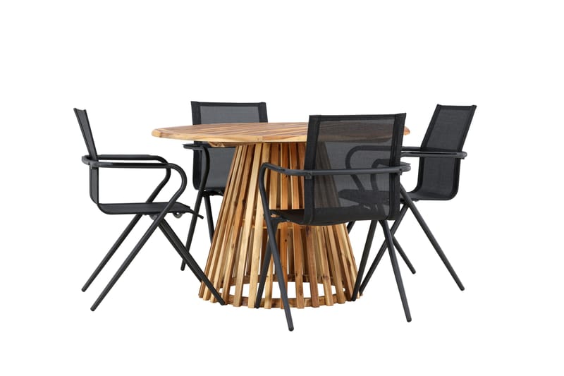 Lumpur Matgruppe 110 cm Rund med 4 Alina Stoler - Natur - Hagemøbler - Hagegruppe - Spisegrupper hage