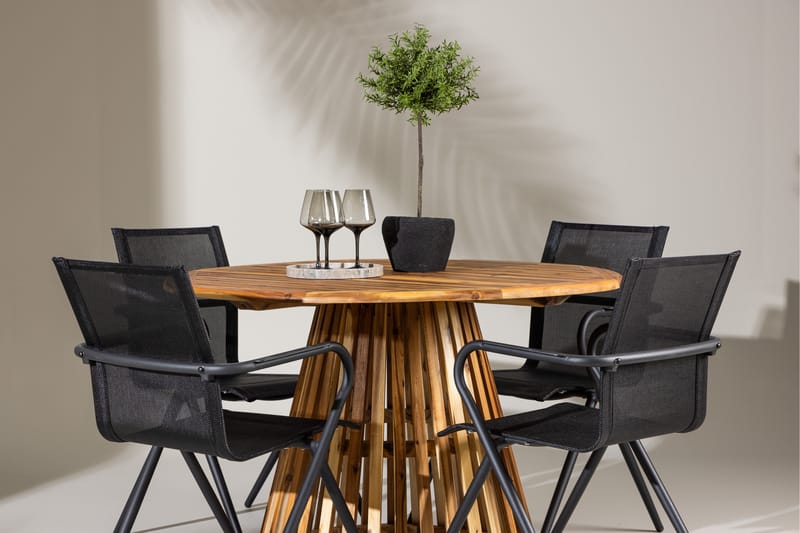 Lumpur Matgruppe 110 cm Rund med 4 Alina Stoler - Natur - Hagemøbler - Hagegruppe - Spisegrupper hage