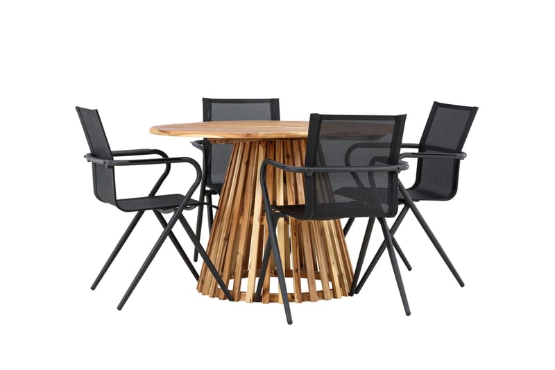 Lumpur Matgruppe 110 cm Rund med 4 Alina Stoler - Natur - Hagemøbler - Hagegruppe - Spisegrupper hage