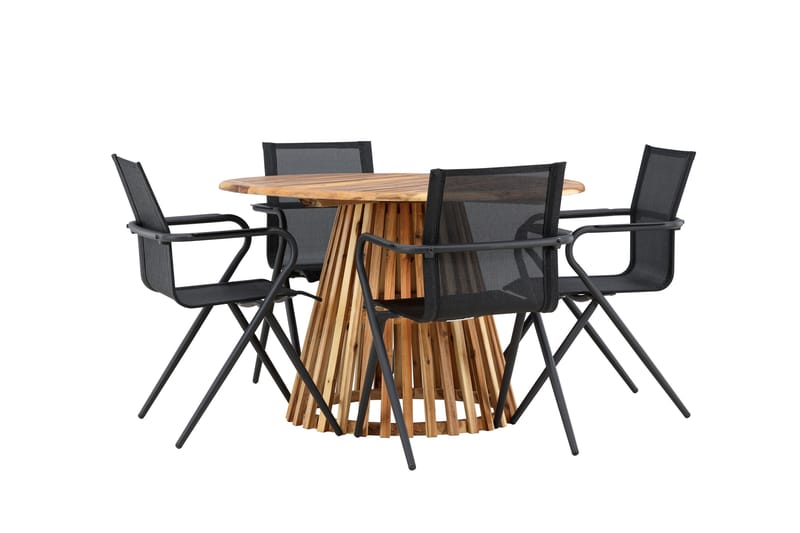 Lumpur Matgruppe 110 cm Rund med 4 Alina Stoler - Natur - Hagemøbler - Hagegruppe - Spisegrupper hage