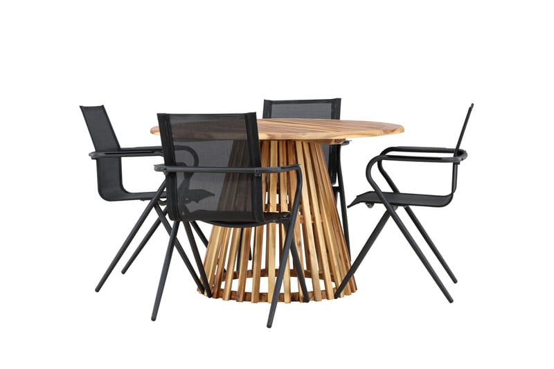 Lumpur Matgruppe 110 cm Rund med 4 Alina Stoler - Natur - Hagemøbler - Hagegruppe - Spisegrupper hage