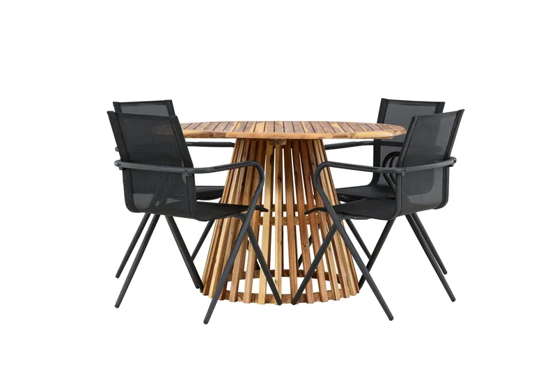 Lumpur Matgruppe 110 cm Rund med 4 Alina Stoler - Natur - Hagemøbler - Hagegruppe - Spisegrupper hage