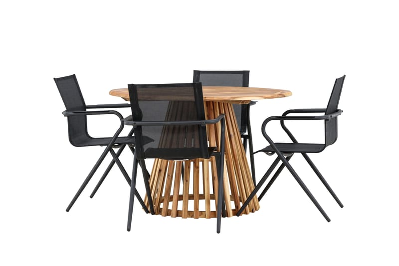 Lumpur Matgruppe 110 cm Rund med 4 Alina Stoler - Natur - Hagemøbler - Hagegruppe - Spisegrupper hage