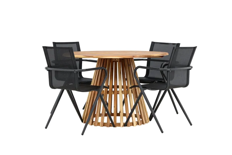 Lumpur Matgruppe 110 cm Rund med 4 Alina Stoler - Natur - Hagemøbler - Hagegruppe - Spisegrupper hage